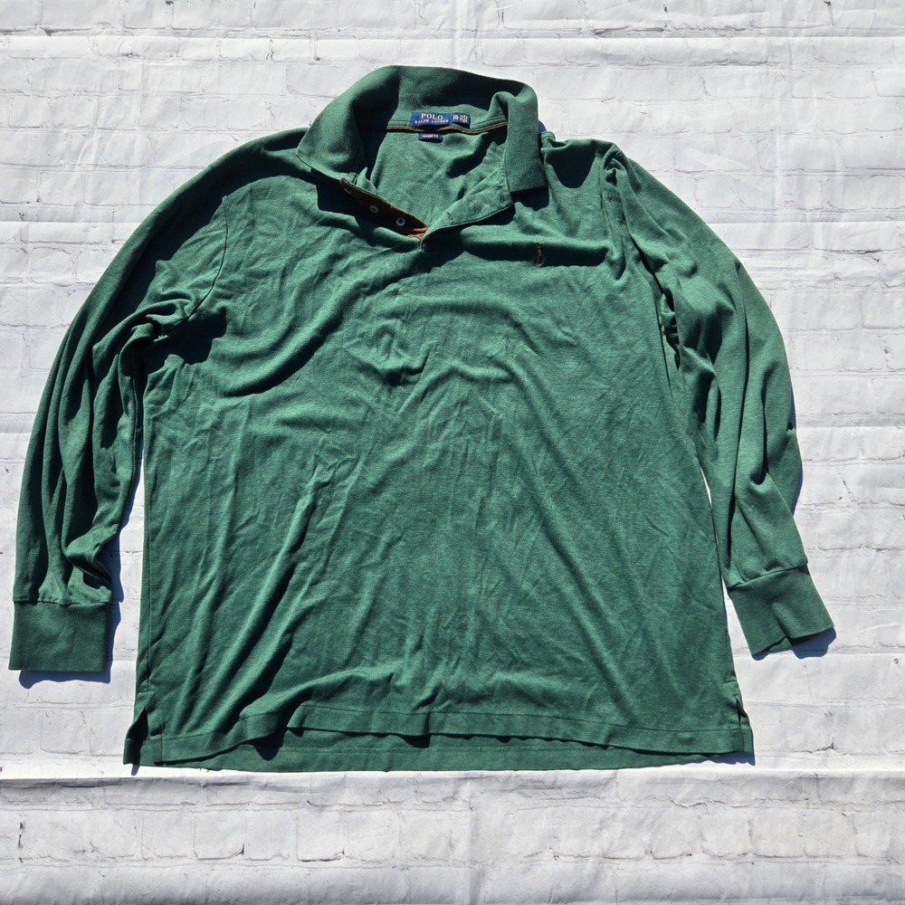 Polo Ralph Lauren Mens XXL Green Long Sleeve Polo Shirt Classic Fit flesh pony